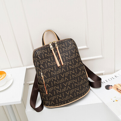 

Backpack female 2019 new spring&summer wild fashion soft leather bag Korean leisure travel ladies backpack printing