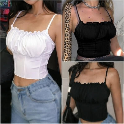 

NEW Women Sleeveless Crop Top Cami Tank Tube Vest Camisole Blouse Casual T Shirt