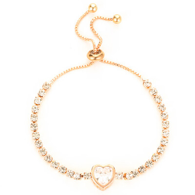 

Fashion Simple Women Rose Gold Love Heart Zircon Bracelet Jewelry