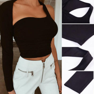 

Women Long Sleeve Solid Crop Top Tube Tank Top Vest Ladies Blouse Shirt T-Shirt