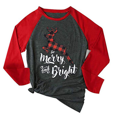 

Tailored Christmas Women Color Patchwork Print Tops Hooded Pullover Blouse T-Shirts