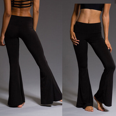 

Women High Elastic Waist Bell-Bottom Long Trousers Skinny Flare Dance Pants