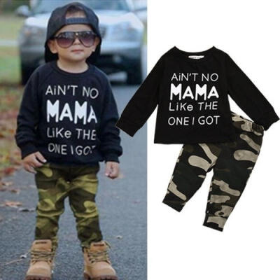 

Newborn Baby Boys Kids Tops T-shirt Camo Long Pants 2pcs Outfits Clothes Set