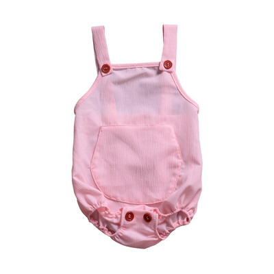 

New Summer Infant Baby Sleeveless Strap Solid Print Rompers Kids Girls Boys Bodysuit Jumpsuit Newborn Clothes