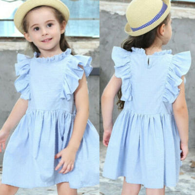 

Toddler Kids Baby Girls Dress Princess Party Pageant Solid Color Dress Summer