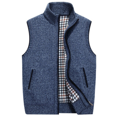 

Toponeto New Style For Men In Autumn And Winter Pure Fleeced Warm Cardigan Vest Blouse