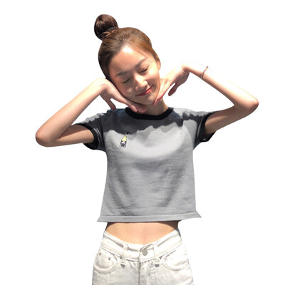

Short Sleeve O-Neck Casual Solid High Waist Slim T-shirt Womens Casual Fashion Print T-Shirt Top