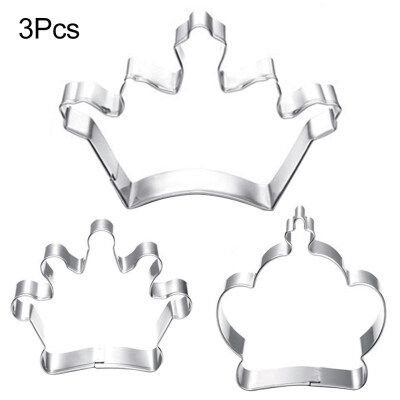 

3Pcs Stainless Steel Crown Cookie Cutter Fondant Cake Biscuit Mould Baking Tool