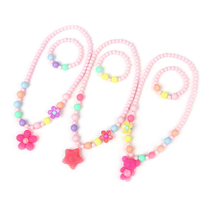 

Beautiful Childs Flower Necklace Bracelet Set of 2 Jewellery Suit Baby Clothing Accessory Festival Gift 3 Models Randomly Sent