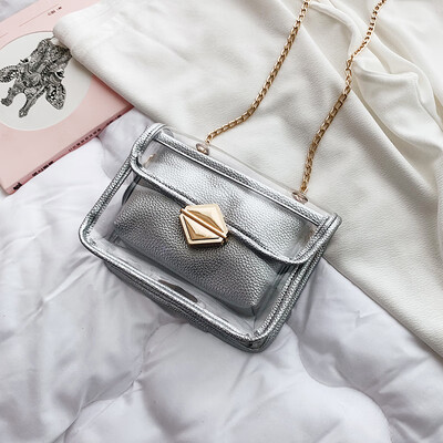 

Transparent small bag female 2019 summer latest Korean version of the rhombic chain mother-in-law Messenger bag ins super fire small fragrance
