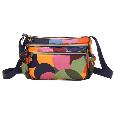 

Fashion Women Multicolor Print Multi Pockets Zipper Crossbody Shoulder Bag Pouch