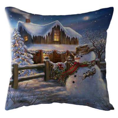

〖Follure〗Christmas Santa Claus Pillow Case Linen Sofa Throw Cushion Cover Home Decor