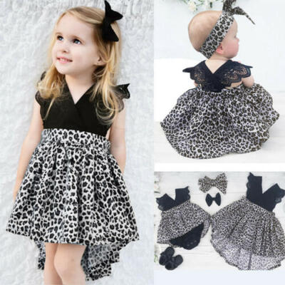 

US Sister Baby Girls Kids Lace Romper Dress Party Pageant Tutu Dresses Headband