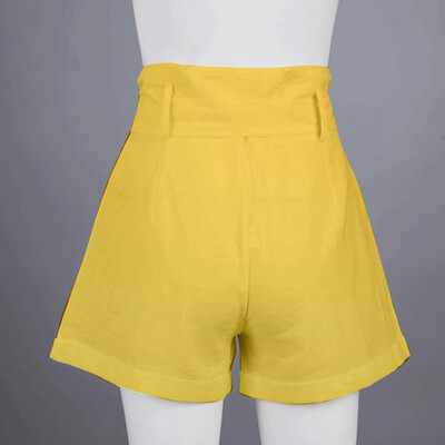 

Tailored Womens Cute&Playful Wooden Ear Solid Color Leisure Strap Shorts