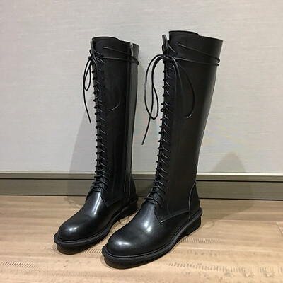 

Ins superfire&knee - long boots womens Korean version of the fashion - front lace - up knights boot heel high boots
