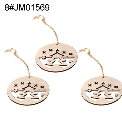 

3Pcs Retro Wooden Hollow Pendants with Rope DIY Crafts Christmas Tree Ornaments