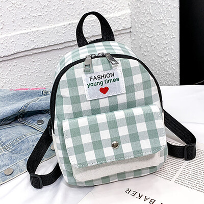 

New Womens Portable Backpack Casual Wild Fashion Contrast Plaid Travel Backpack