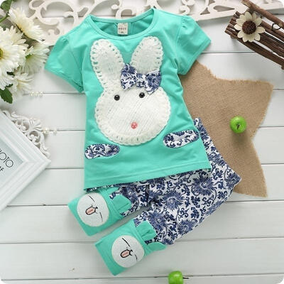 

Suit Baby Kids Girls Boys Toddlers Cute Rabbit TopShort Pants Set Clothes