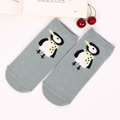 

2019 New Arrivl Women Cotton Socks Pink Yellow Cats Penguin Cute Ankle Socks Short Casual Animal Ear Gril Sox