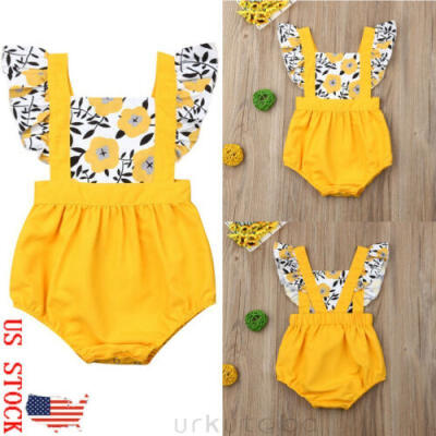 

US Sweet Baby Kid Clothes Floral Jumpsuit Playsuit Romper Outfit Sunsuit Costume