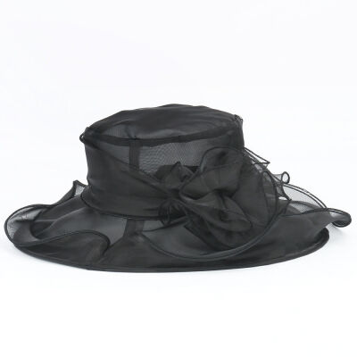 

Fashion Women Lace Wide Brim Kentucky Derby Sun Hat Wedding Tea Party Church Cap
