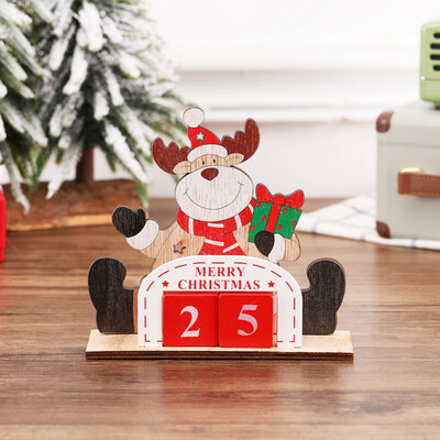 

Gobestart Christmas Decoration Creative Wooden DIY Calendar Office Desktop Decoration