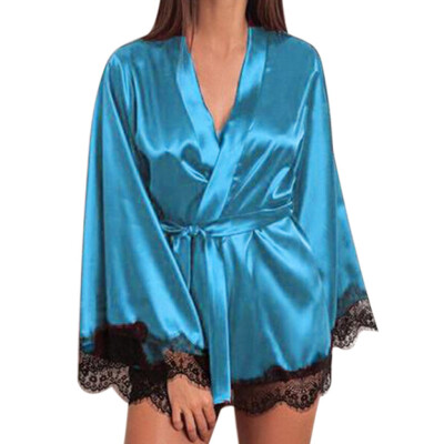 

Toponeto Women Satin Nightdress Silk Lace Lingerie Nightgown Sleepwear Sexy Robe