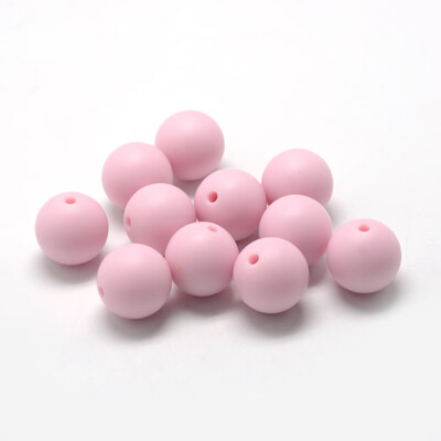 

Food Grade Environmental Silicone Beads Chewing Beads For Teethers DIY Nursing Necklaces Making Round Pink 1415mm Hole 2mm