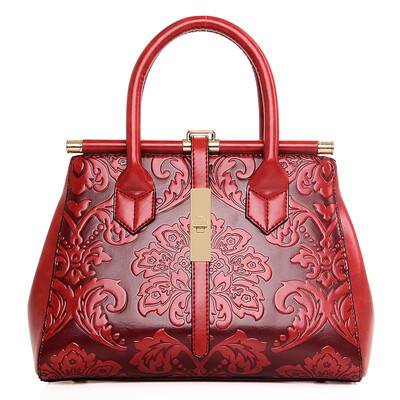 

2018 High Quality Chinese Style Embossed Leather Women Handbag Pu Leather Women Bag Vintage Shoulder Bag Ladies Bag sac a main