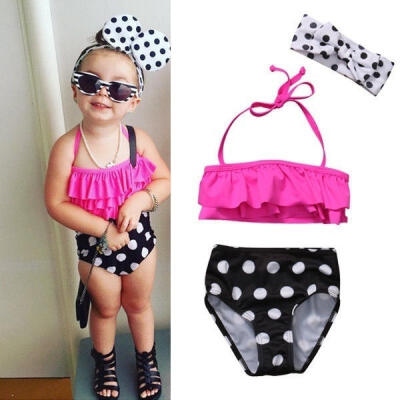 

3Pcs Toddler Kids Baby Girls Swimsuit Swimwear Bathing Suit Tankini Bikini Set