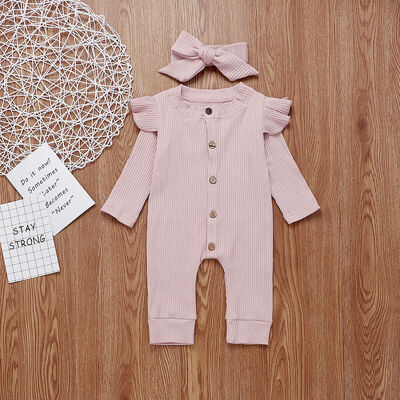 

Newborn Baby Girl Boy 2PCS Autumn Clothes Set Knitted Romper Jumpsuit Outfits