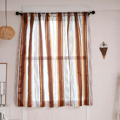 

Semi Sheer Curtain Drape Sheer Window Curtains Vertical Stripes Lace Sheer Curtain 55"X40" 1 Panel