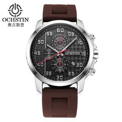 

Augustus OCHSTIN multi-function three-eyed calendar multi-function silicone mens watch mens watch