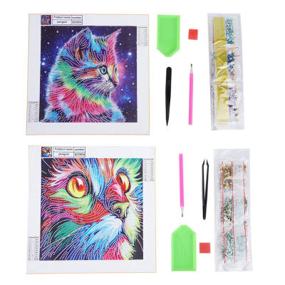 

Greensen 2Pcs Full Drill Cute Cat Special Shaped Diamond Painting DIY Cross Stitch Decor