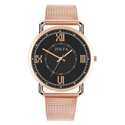 

ZOLFA Men Mesh Band Quartz Big Dial Roman Numerals Business Casual Watch