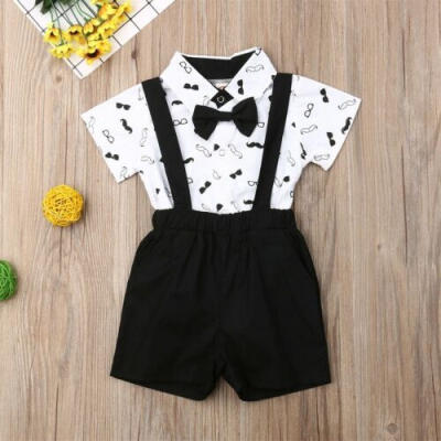 

Newborn Baby Boy Wedding Party Bowtie Romper Bodysuit Shorts Outfits Clothes Set