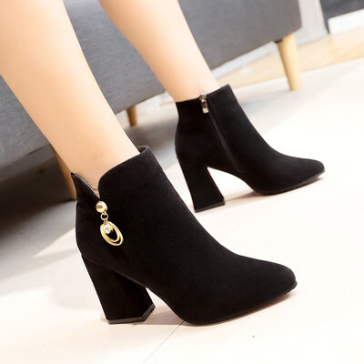 

Rose Womens Ladies Vintage Ankle Crystal Pointed Toe Short Boots Casual Shoes
