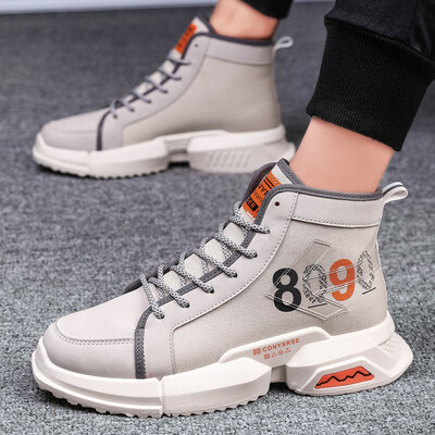 

Summer Air Permeability Increased Thick Bottom High-Up Mens Shoes 100 Sets of Sports Canvas Board Shoes ins Mens Gao Bang Chao