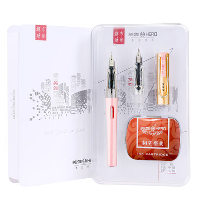 

Hero HERO 368 Mermaid Pink EFF Double-tip Thin Thick Film Urban Fashion Office Student Pen Fountain Pen Gift 10 Ink Bag Gold Gift Box Set