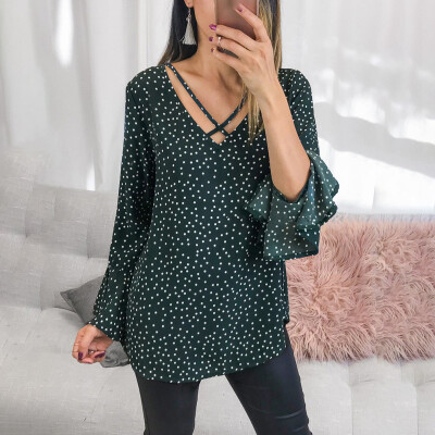 

Women Long Sleeve Bandage V Neck T Shirt T-Shirt Casual Loose Blouse Jumper Tops