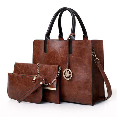 

AOILDLLI Women Bags Set Leather Handbag Women Large Tote Bags Ladies Shoulder Bag Handbag Messenger Bag Purse Sac a Main 3 Pcs