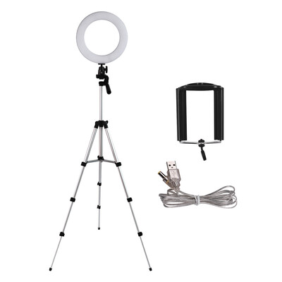 

Portable 10 Inch LED Ring Light Kit Fill-in Video Light Set with Adjustable Tripod Stand Phone Clamp Bi-color Dimmable 3200-6500K