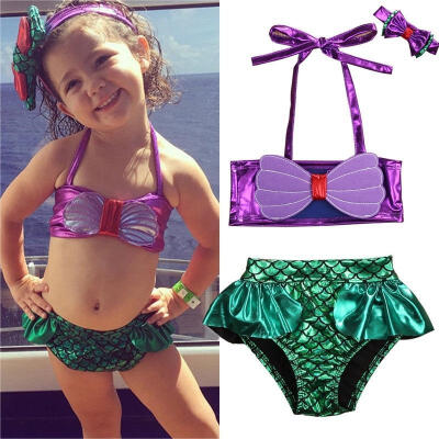 

Toddler Kids Baby Girls Swimwear Bathing Suit Beachwear Tankini Bikini Costume 3pcs