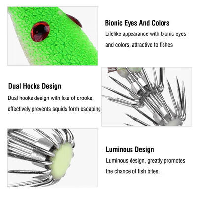 

Greensen 5pcs Durable Sleeve-Fish Squid Fish Baits Luminous Hooks Fishing Accessory