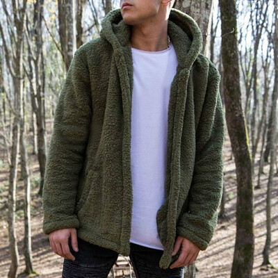 

Men Casual Winter Warm Teddy Bear Jacke Fleece Topst Hoodie Hooded Outwear Coats