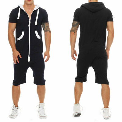 

SUNSIOM Stylish Men Short Sleeve Shirts Pants Jumpsuit Romper One Piece Shorts Playsuits