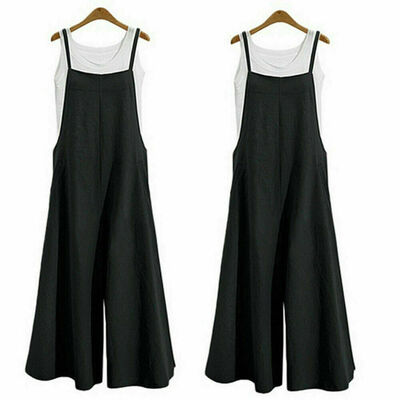 

Women Casual Jumpsuit Romper Long Suspender Bib Wide Leg Overalls Pant Plus Size