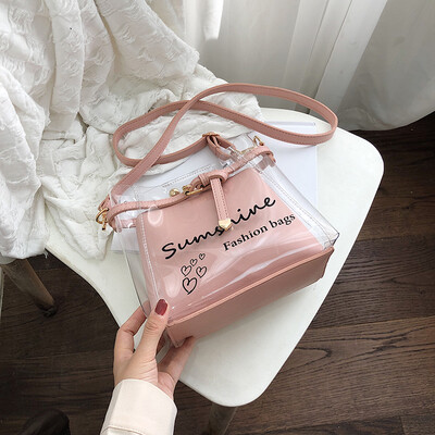 

Jelly transparent small bag summer foreign gas bucket womens bag new 2019 Korean version of Joker single shoulder oblique sidecar