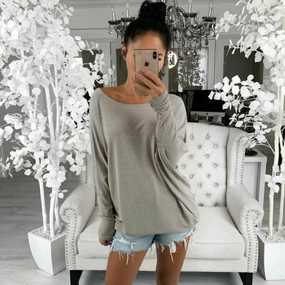 

Women Sexy Off Shoulder Baggy Tops Loose Blouse Long Sleeve Blouse Jumpers Tops