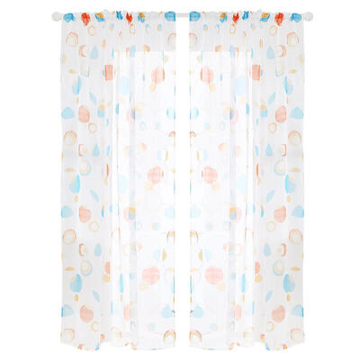 

2pcs Circle Geometry Printing 1x2m Finished Yarn Sheer Window Tulle Curtain